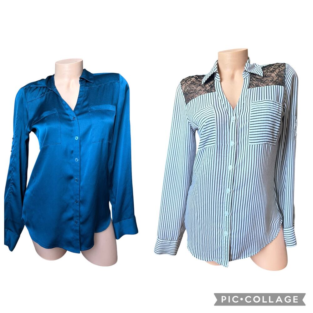 Express Portofino collection size small long sleeve button up silky top workwear